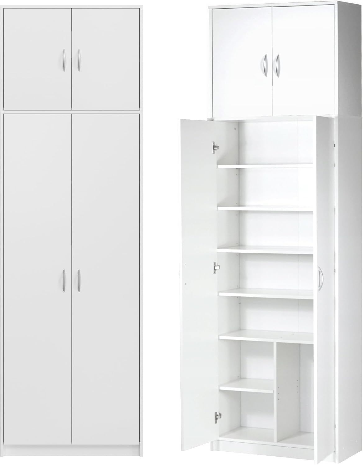 Armadietto KUBUTKU, 4 ante, 10 scomparti, 235 × 74 × 35 cm, Bianco