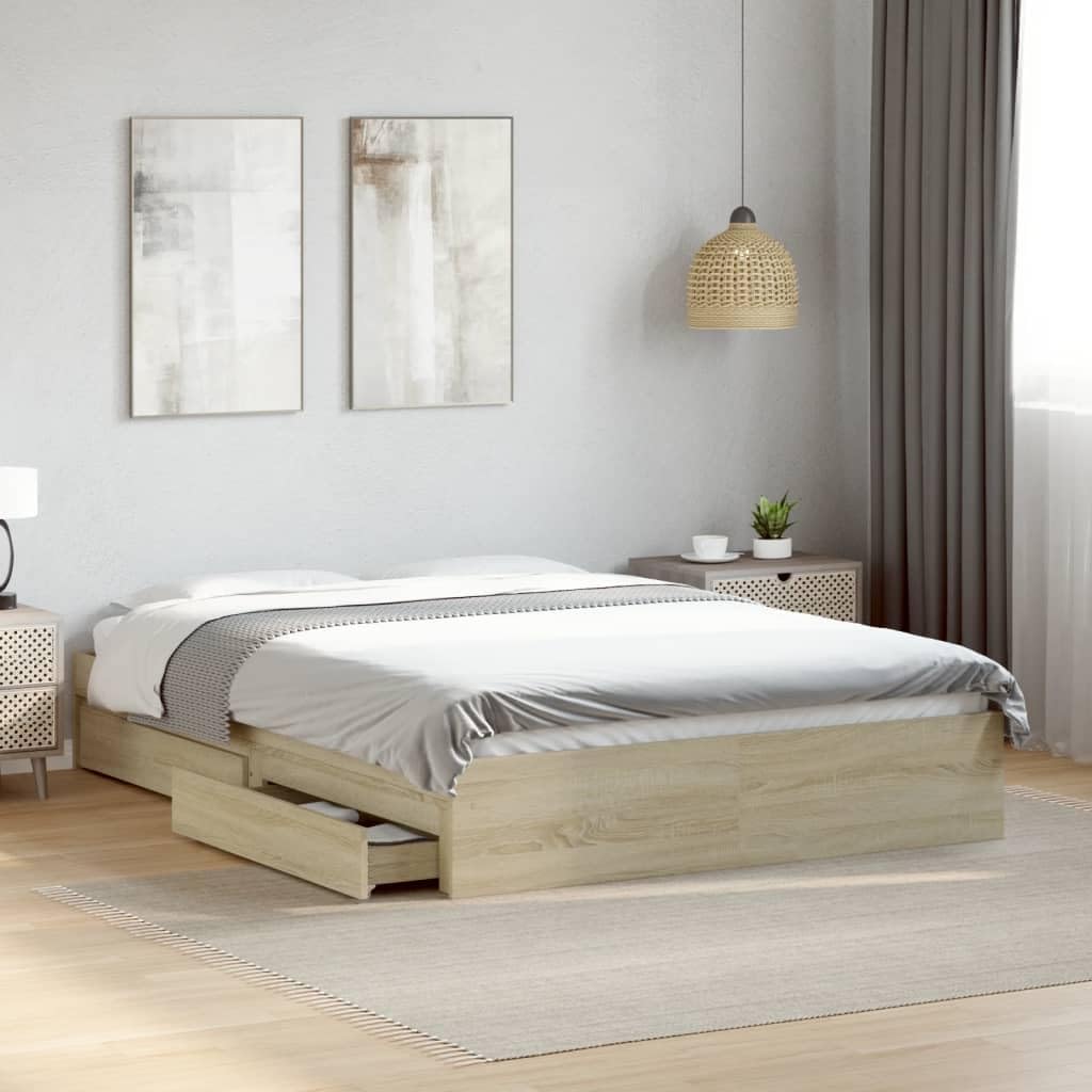 Struttura letto CIOURSTO, 4 cassetti, 75 × 190 cm, 200 × 200 cm, misura 120 × 190, legno, con contenitore, per camera da letto