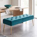 Panca Duhome, 113 × 38 × 42 cm, velluto, similpelle, Verde, con poggiapiedi, imbottita