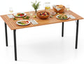 Tavolo da pranzo Tangkula, 160 × 91,4 × 76,2 cm, legno, metallo, Nero, per sala da pranzo e cucina