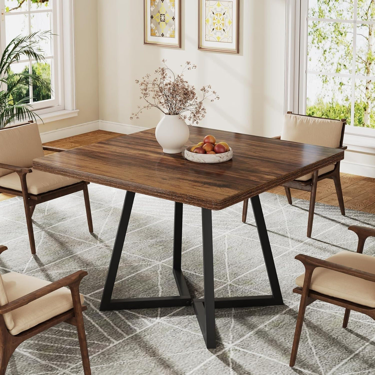 Tavolo da pranzo Lailang, 80 × 80 × 75 cm, legno, Nero, per ufficio