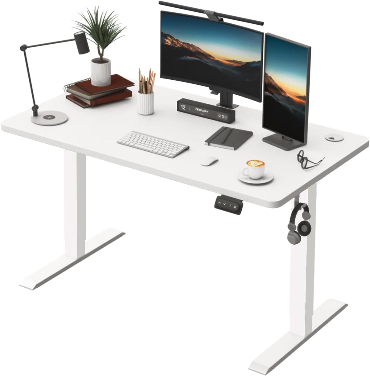 Scrivania TRIUMPHKEY, 120 × 60cm, altezza regolabile 71-119 cm, acciaio, Bianco, elettrica, per ufficio