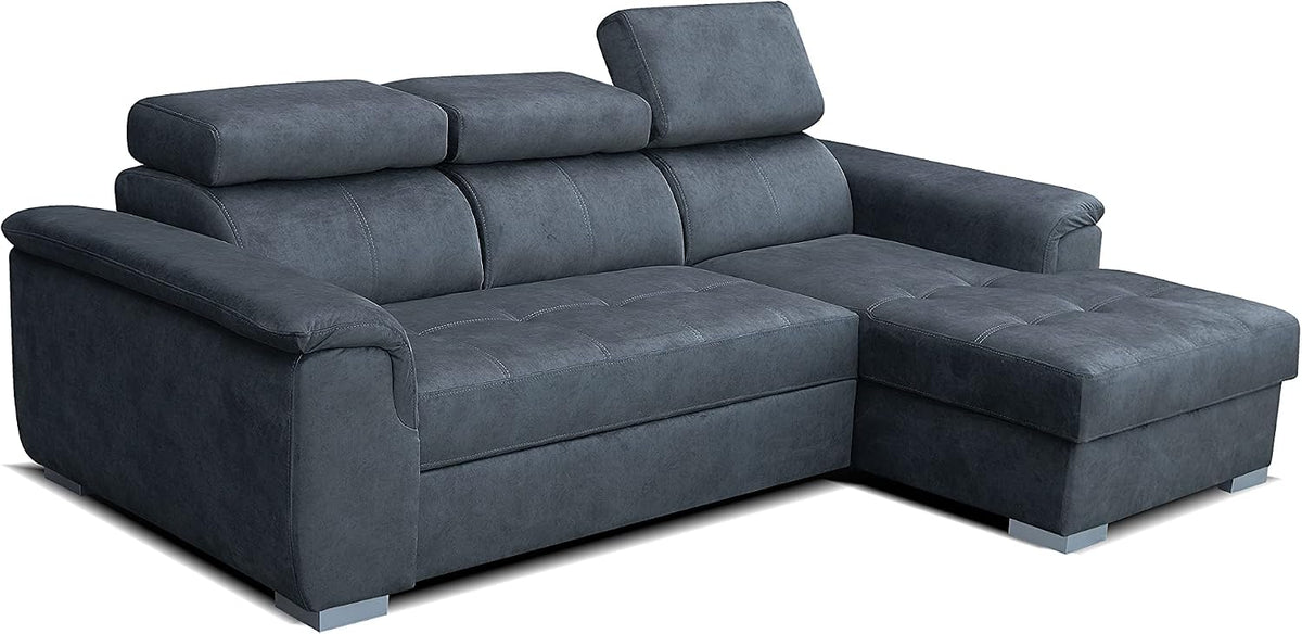 Divano letto Robin Inspire, 190 × 125 cm, 247 × 165 × 84 cm, legno, tessuto, Grigio, con funzione letto, imbottito, per soggiorno