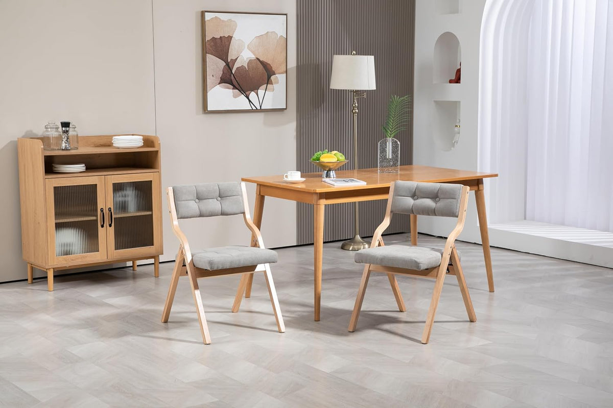 Sedia Generisch, 2 sedie, legno, Grigio, pieghevole, imbottita, per sala da pranzo e cucina