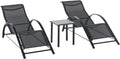 Set da pranzo da giardino Outsunny, 59 × 169 × 66cm, metallo, tessuto, Nero, per giardino e terrazzo