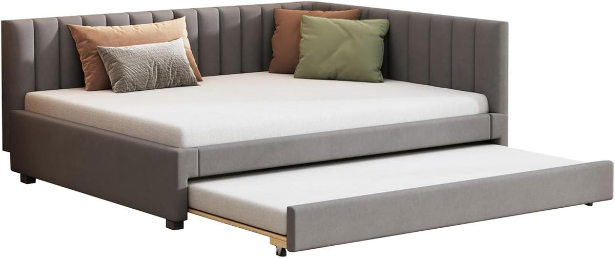 Divano letto Billg, 3 posti, matrimoniale, 140 × 200cm, 90 × 190cm, MDF, velluto, Beige, trasformabile, con rete a doghe, imbottito, per soggiorno