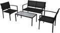Set di mobili da giardino, acciaio, textilene, Nero, per giardino e terrazzo