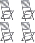 Sedia Wicterencia, 4 sedie, legno, pieghevole, con braccioli, per giardino e terrazzo