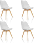 Sedia HJH Office, 4 sedie, 87 × 48 × 56 cm, legno, plastica, Bianco, imbottita, per sala da pranzo e cucina