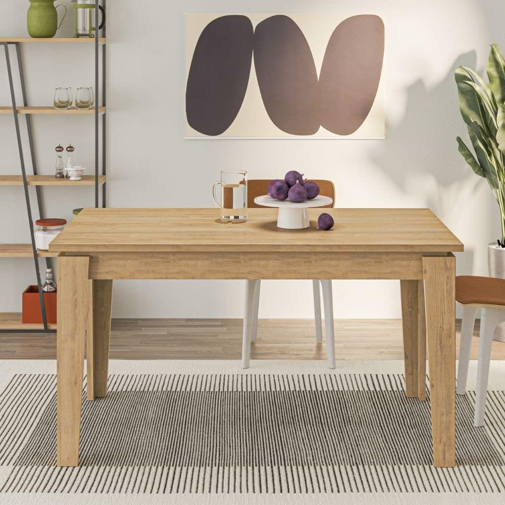 Tavolo allungabile Indomita, 140 × 80 × 75,5 cm, Rovere, pieghevole, per sala da pranzo e cucina