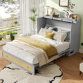 Letto Soweiz, 140 × 200 cm, legno, MDF, Grigio, trasformabile, con porta USB, per camera da letto